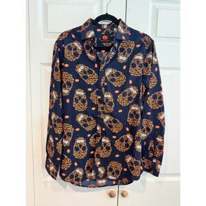 Simon Banks Pumpkin Skull Boo Button Front Shirt - M